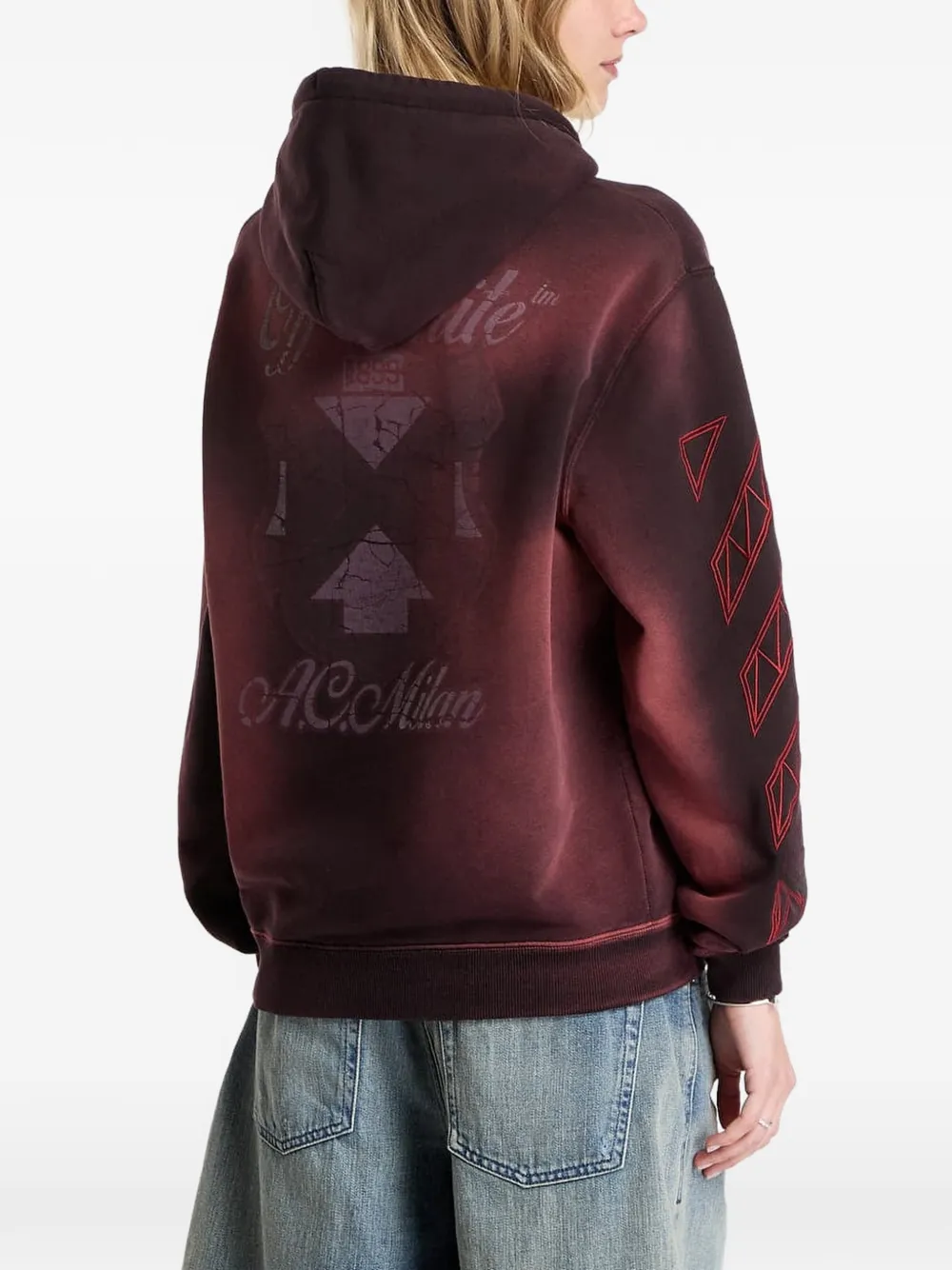 Off-White x AC Milan hoodie met kleurverloop Rood