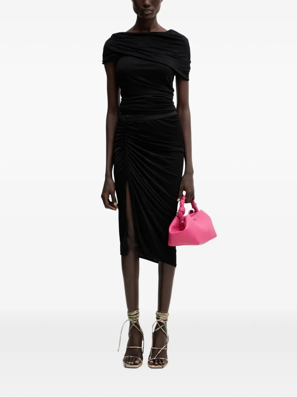 Rick Owens Lilies Lola ruched boat-neck top - Nero