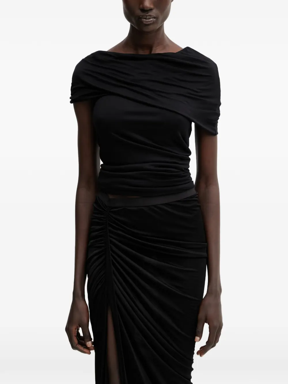Rick Owens Lilies Lola top met ruches en boothals Zwart