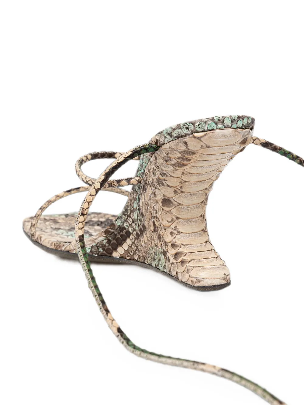 Rick Owens Lilies Cantilever snakeskin-effect tie-fastening sandals Beige