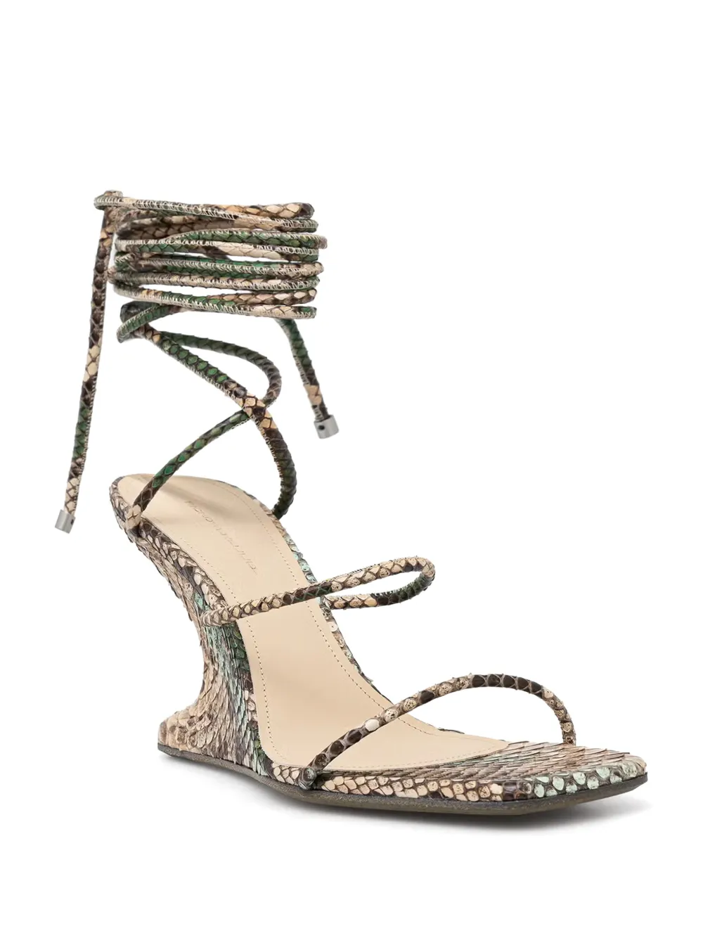 Rick Owens Lilies Cantilever snakeskin-effect tie-fastening sandals Beige