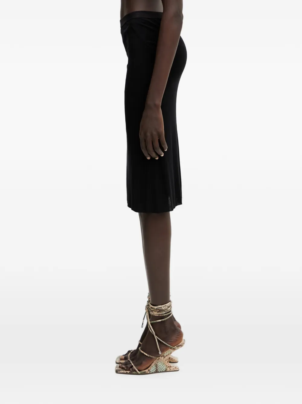 Rick Owens Lilies Jersey midi-rok met elastische tailleband Beige