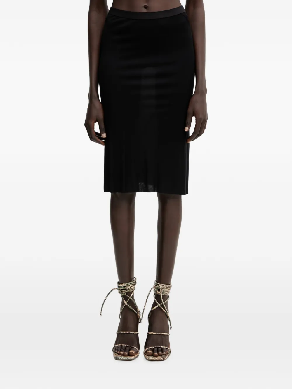 Rick Owens Lilies Jersey midi-rok met elastische tailleband Beige