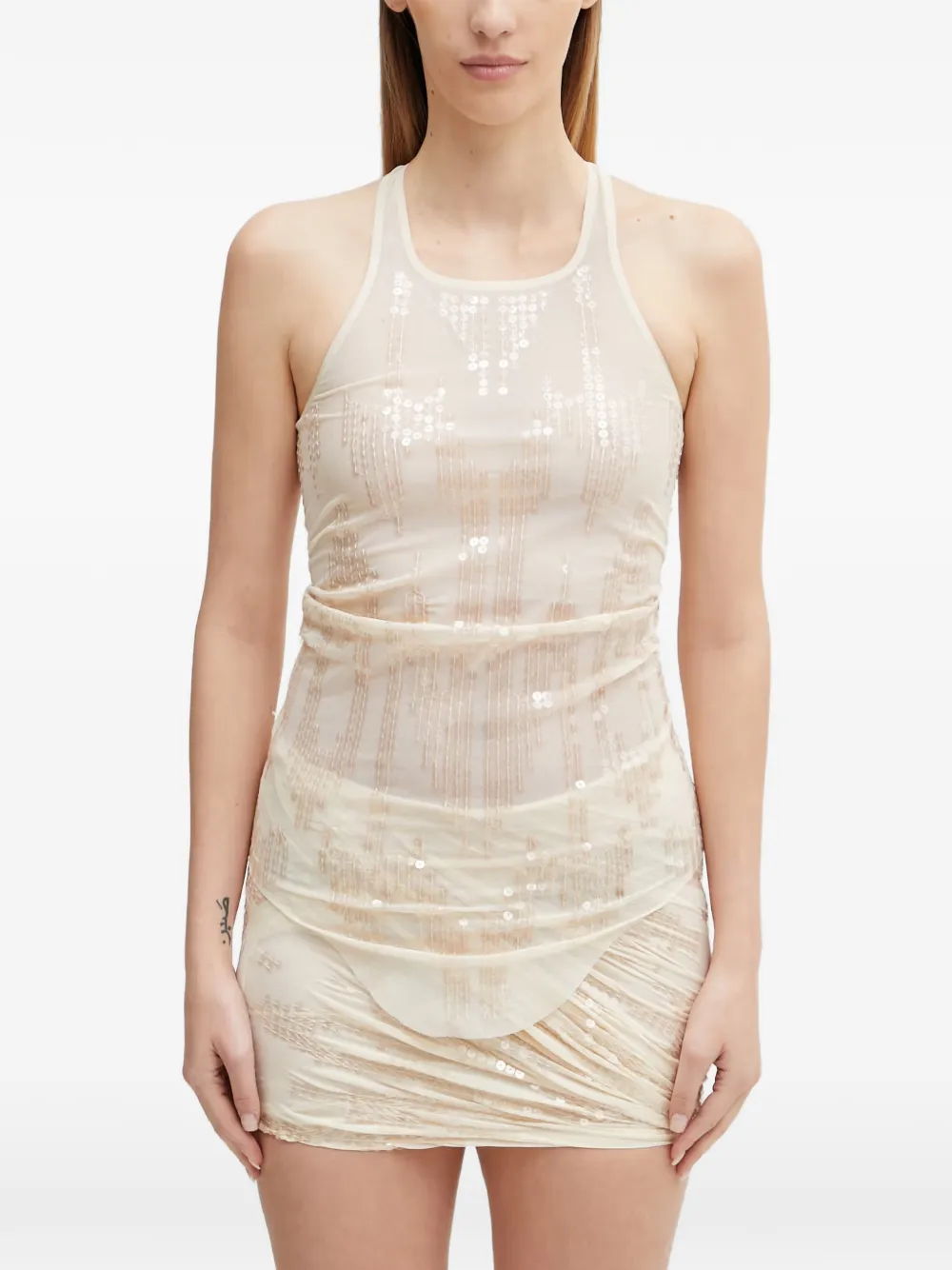 Rick Owens Lilies sequin-embellished semi-sheer top - Toni neutri
