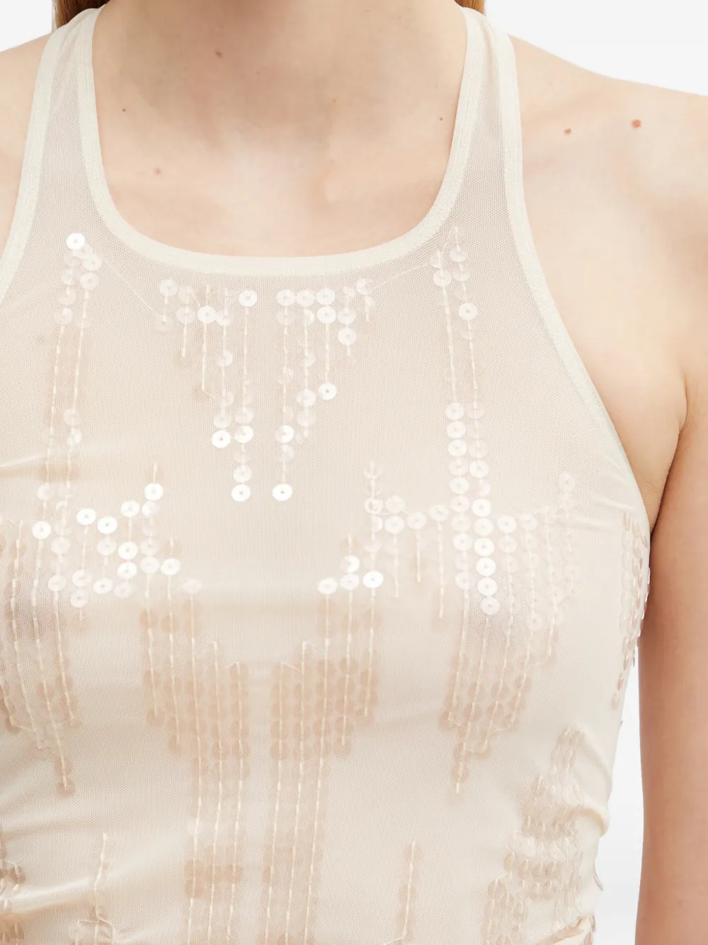 Rick Owens Lilies Top verfraaid met pailletten Beige