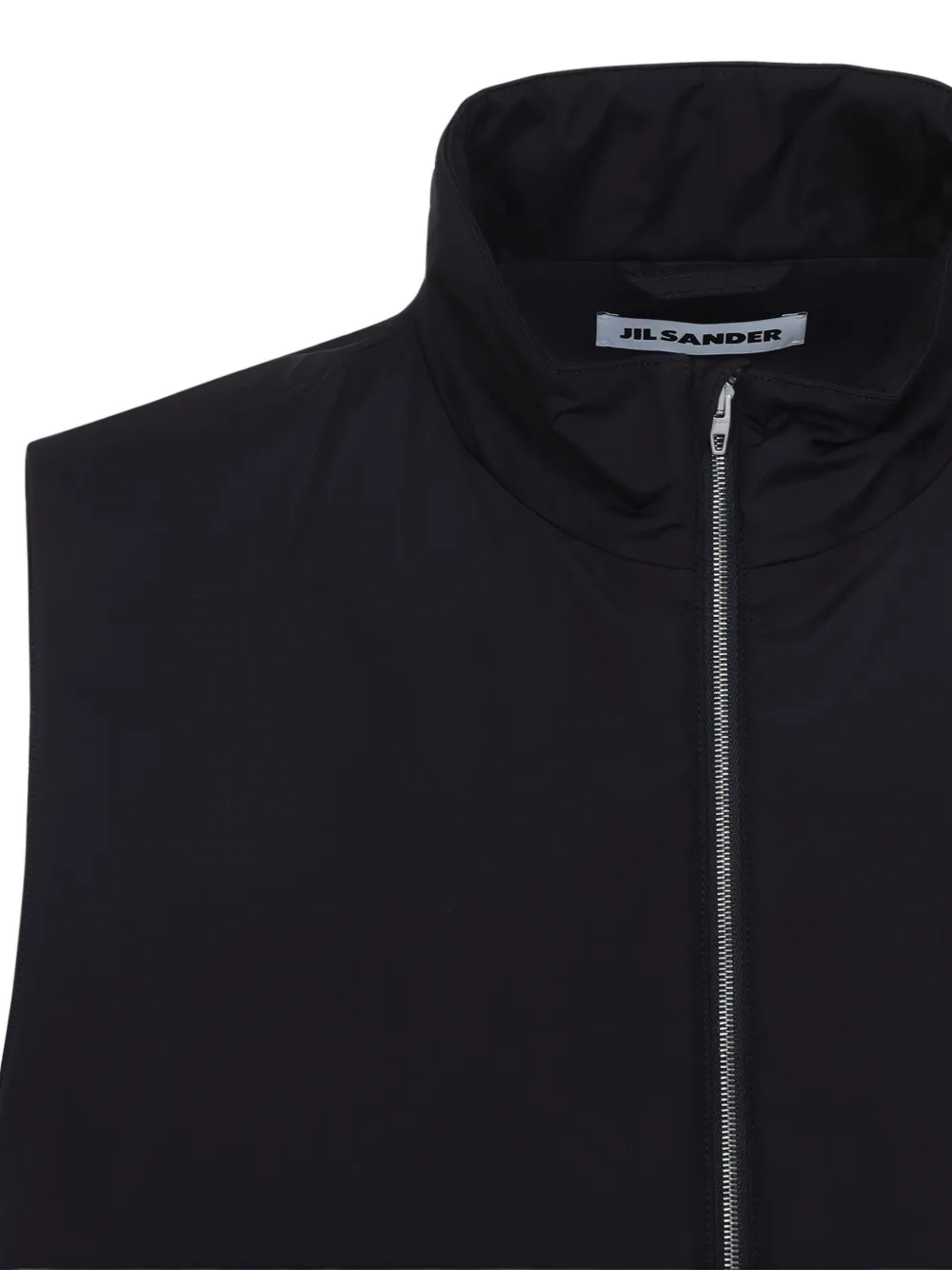 Jil Sander logoprinten gilet met trechterhals Zwart
