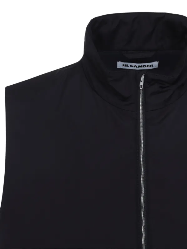 Jil Sander logo-print funnel-neck Gilet | Black | FARFETCH