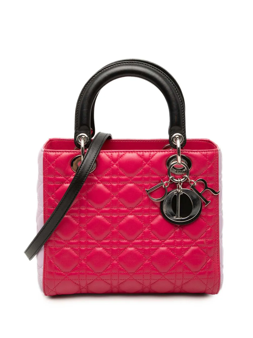 Christian Dior Pre-Owned 2014 Medium Tricolor Lambskin Cannage Lady Dior satchel - Pink