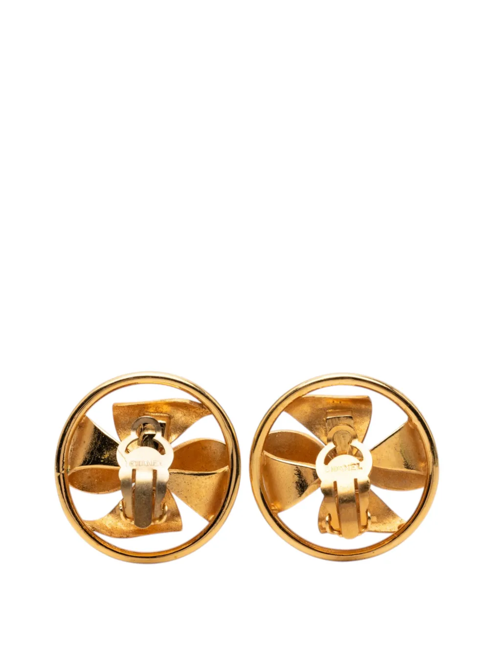  Chanel Pre-owned Pendientes De Clip Redondos Con Logo Cc Bañados En Oro Y Perla Artificial 1990-2010 - Dorado 