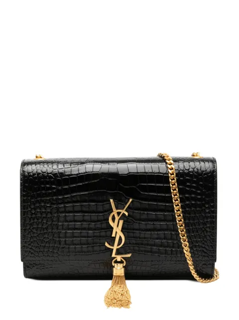 Saint Laurent Pre-Owned 2025 mittelgroße Kate Umhängetasche mit Kroko-Prägung auf Lackleder
