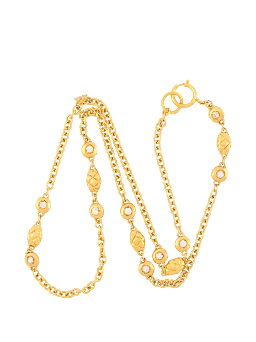 CHANEL Pre-Owned 1980s Matelassé crystal necklace - Oro