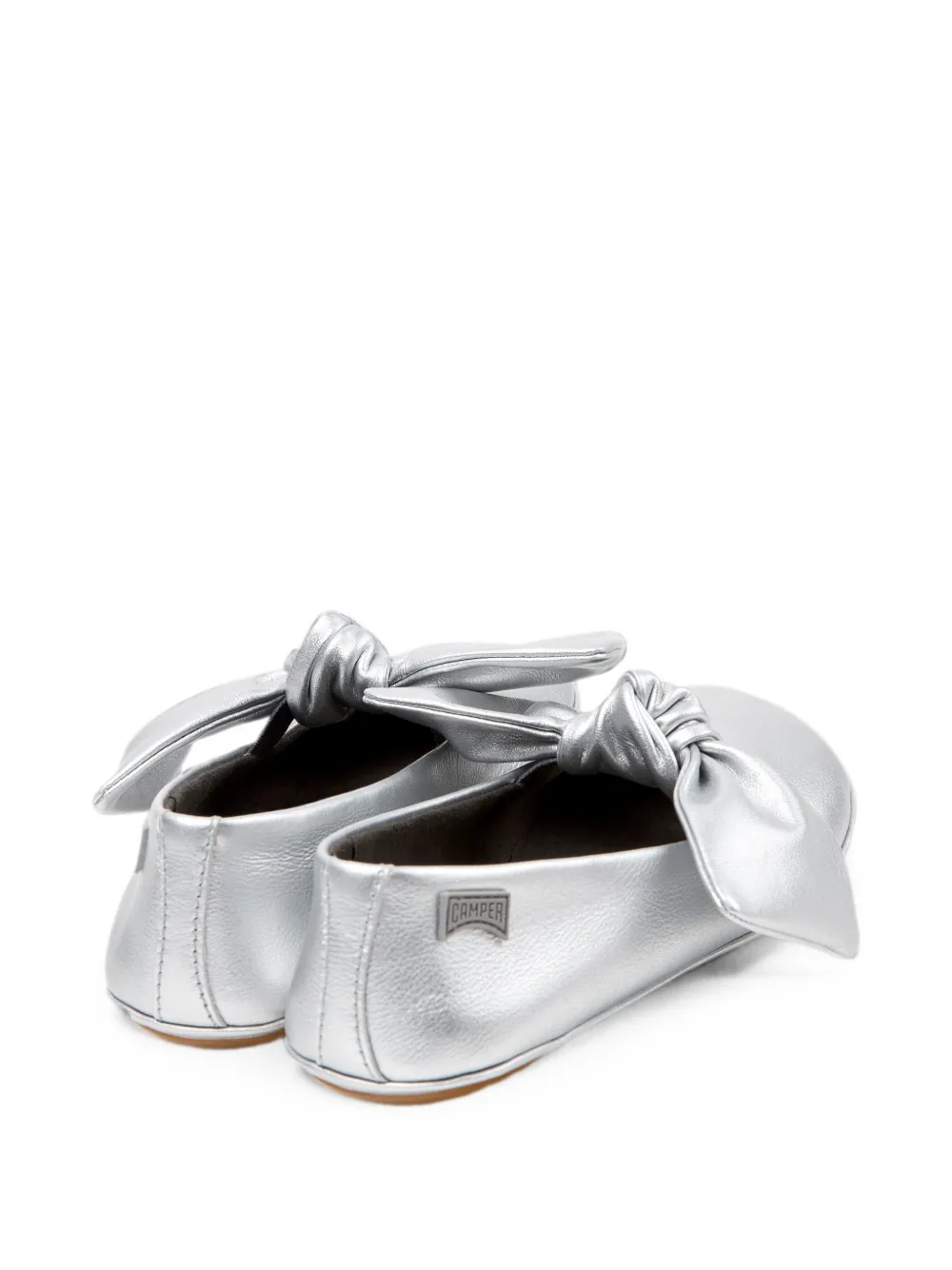 Camper Kids Leren ballerina's met strik-detail Zilver
