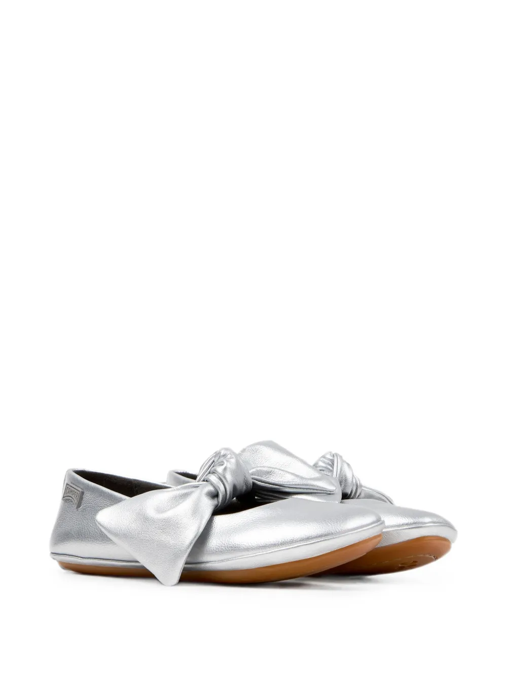 Camper Kids Leren ballerina's met strik-detail Zilver