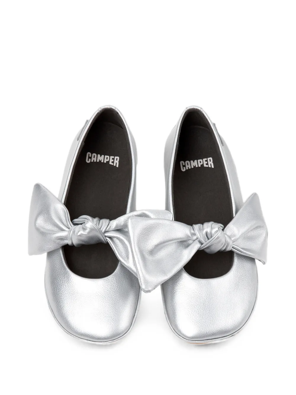 Camper Kids Leren ballerina's met strik-detail Zilver