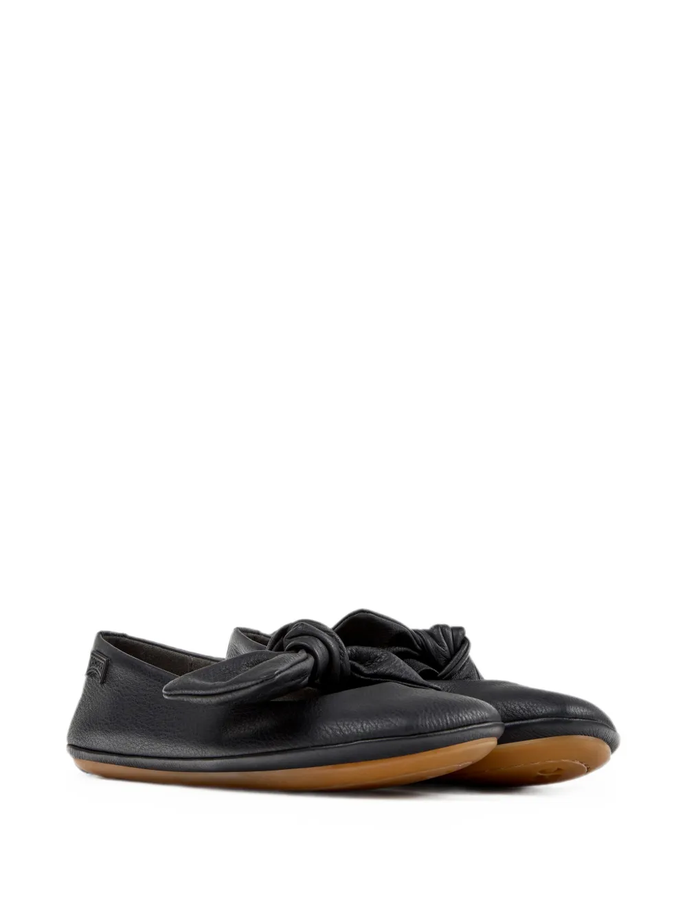 Camper Kids Right leren ballerina's met geknoopt detail Zwart