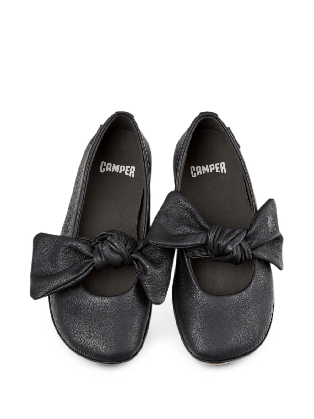 Camper Kids Right leren ballerina's met geknoopt detail Zwart