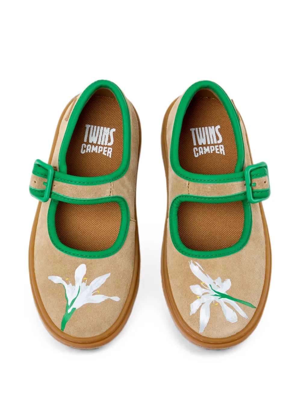 Camper Kids Twins ballerina's met bloemenprint Bruin