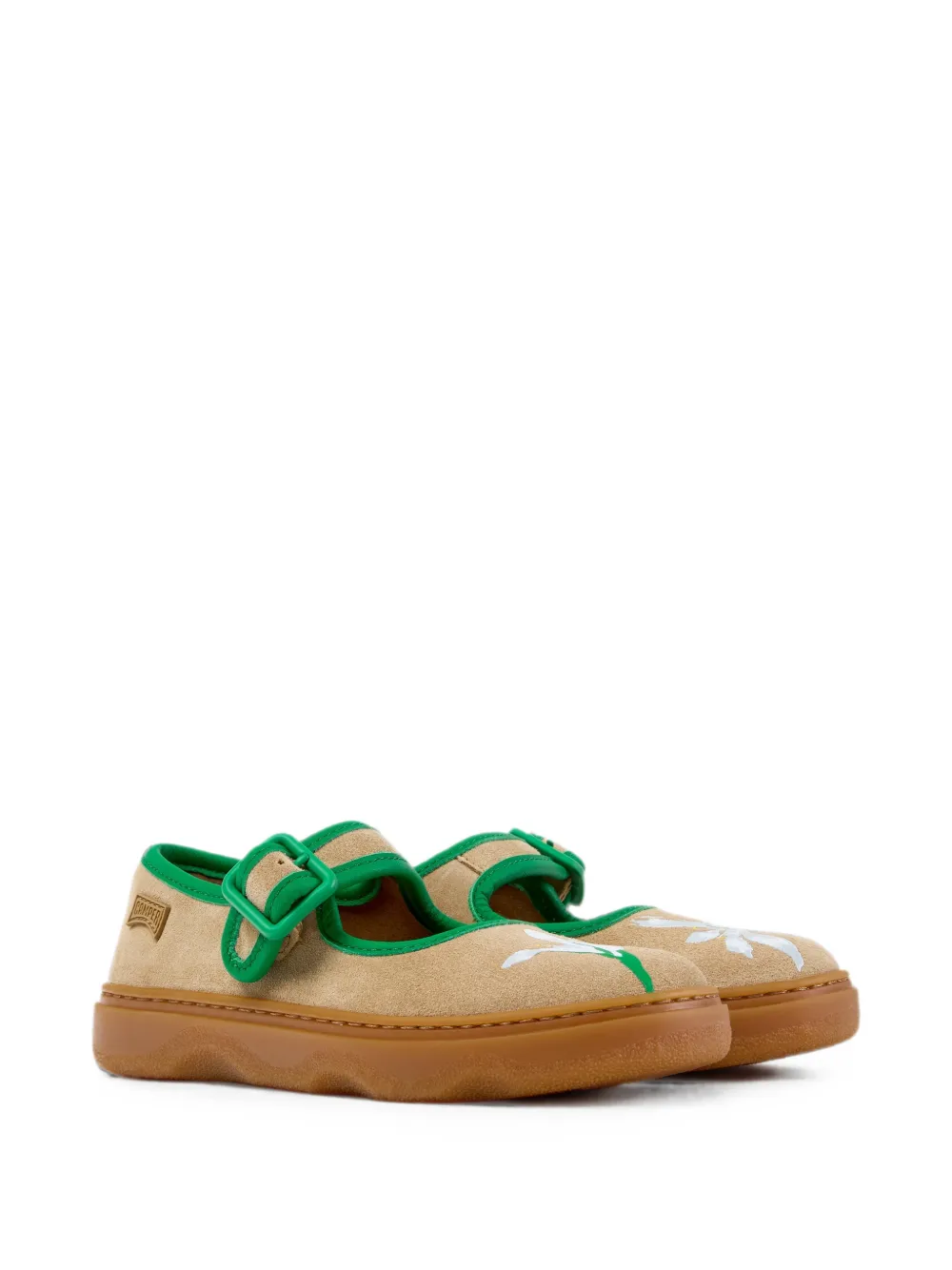 Camper Kids Twins ballerina's met bloemenprint Bruin