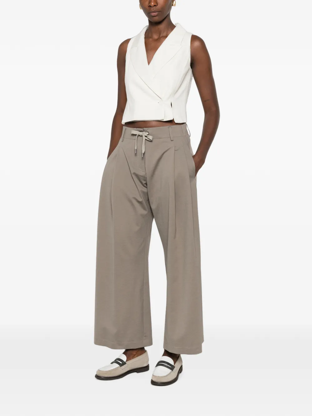 Brunello Cucinelli Plooibroek met trekkoord Beige