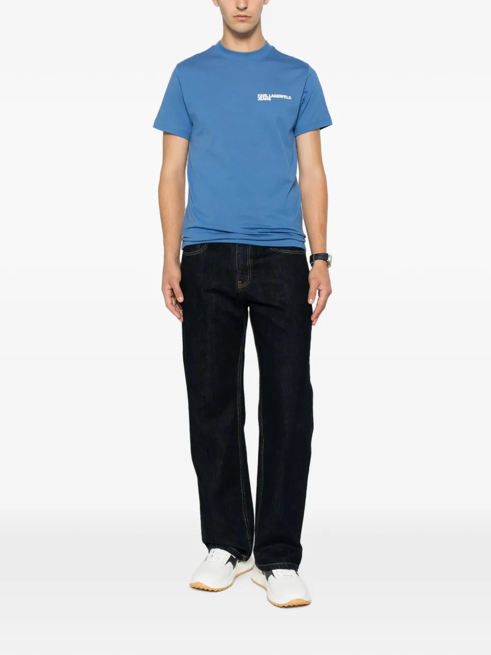 Karl Lagerfeld Jeans T-shirt met logoprint Blauw