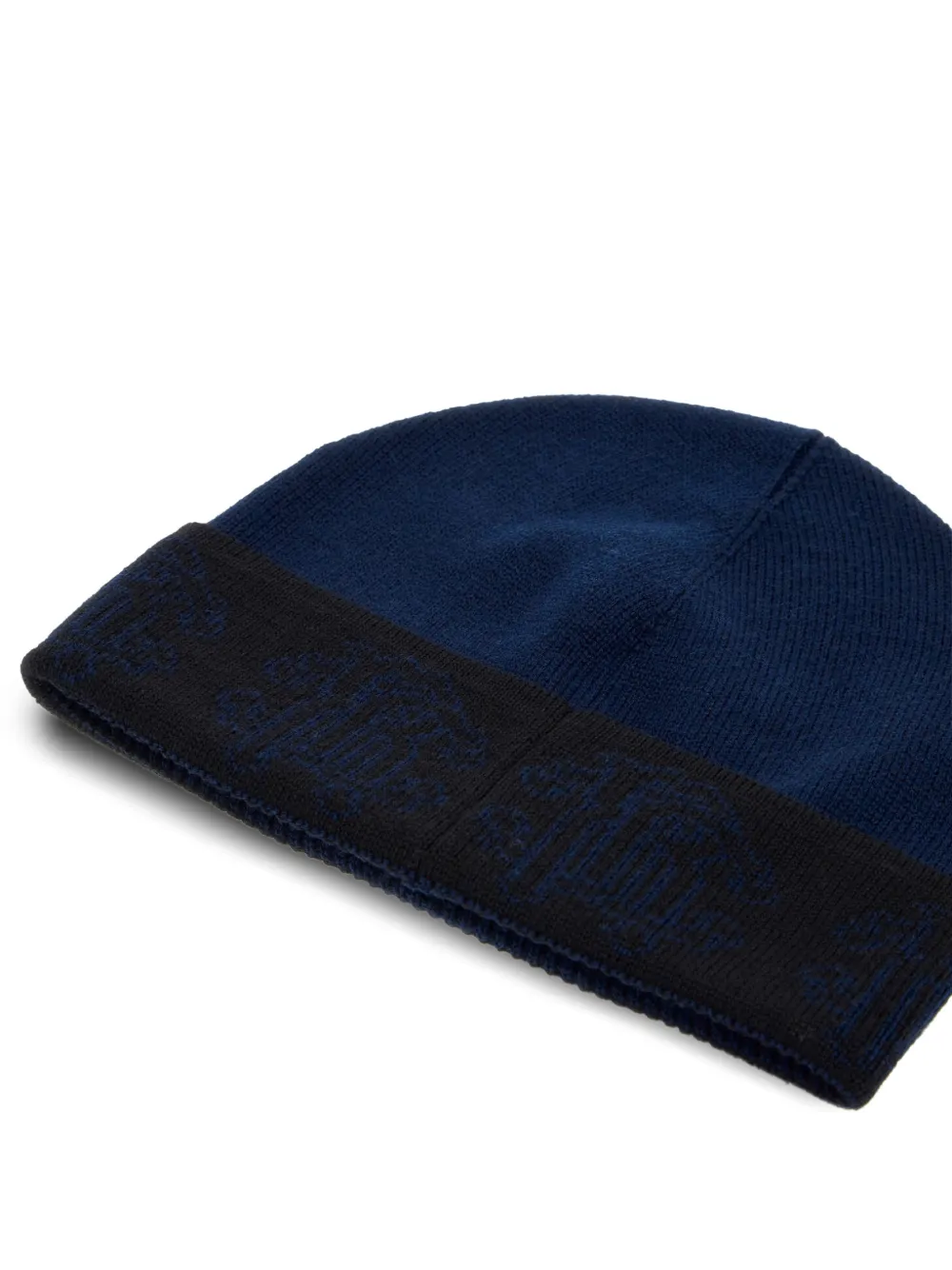 Roberto Cavalli Wollen muts met logo-intarsia Blauw