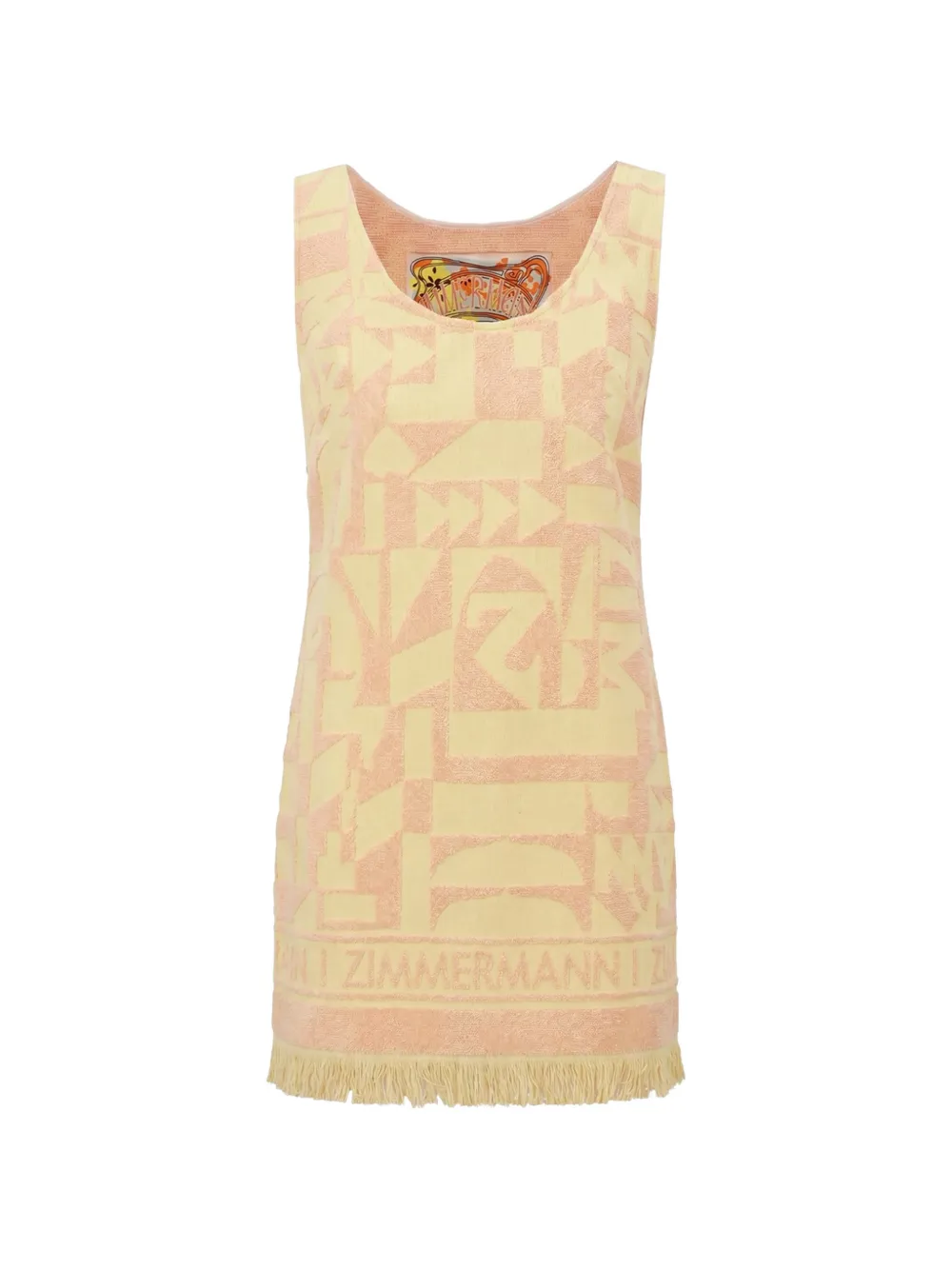 ZIMMERMANN Geometrisch gemustertes Solstice Minikleid mit Fransen - Gelb