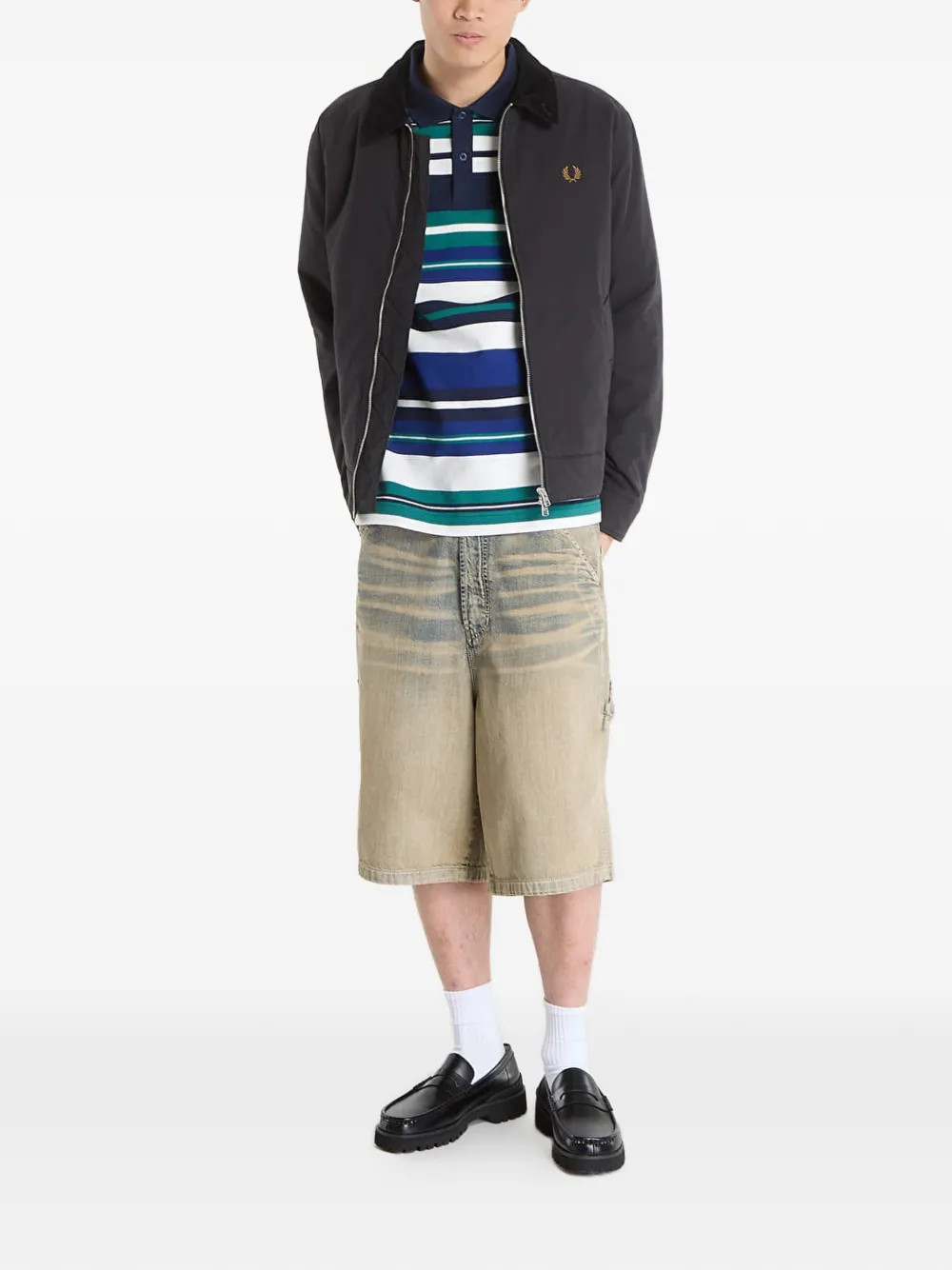 Fred Perry Caban jack met ribfluwelen kraag Zwart