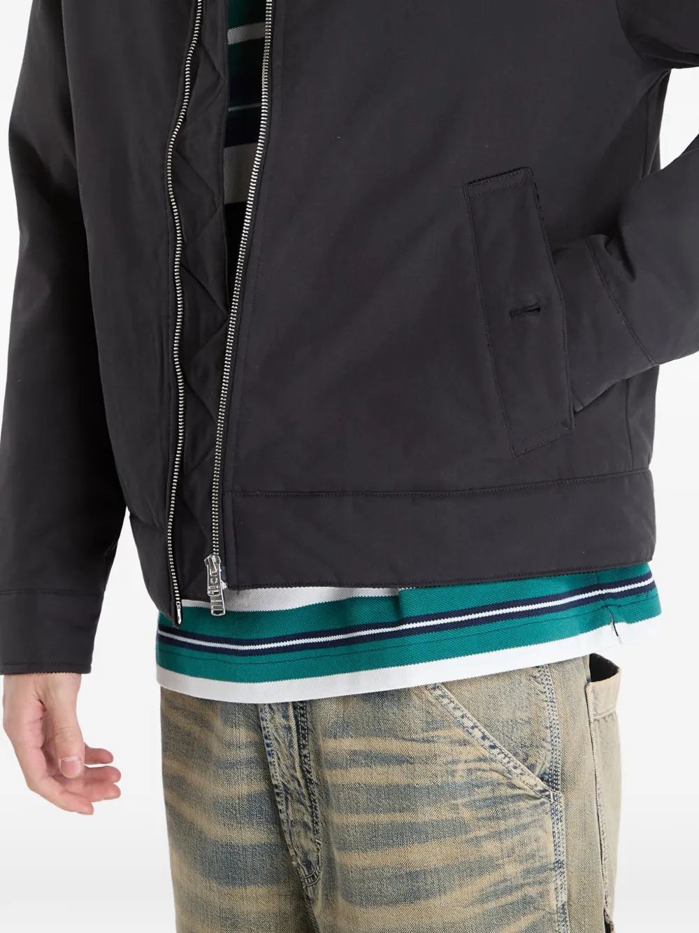 Fred Perry Caban jack met ribfluwelen kraag Zwart