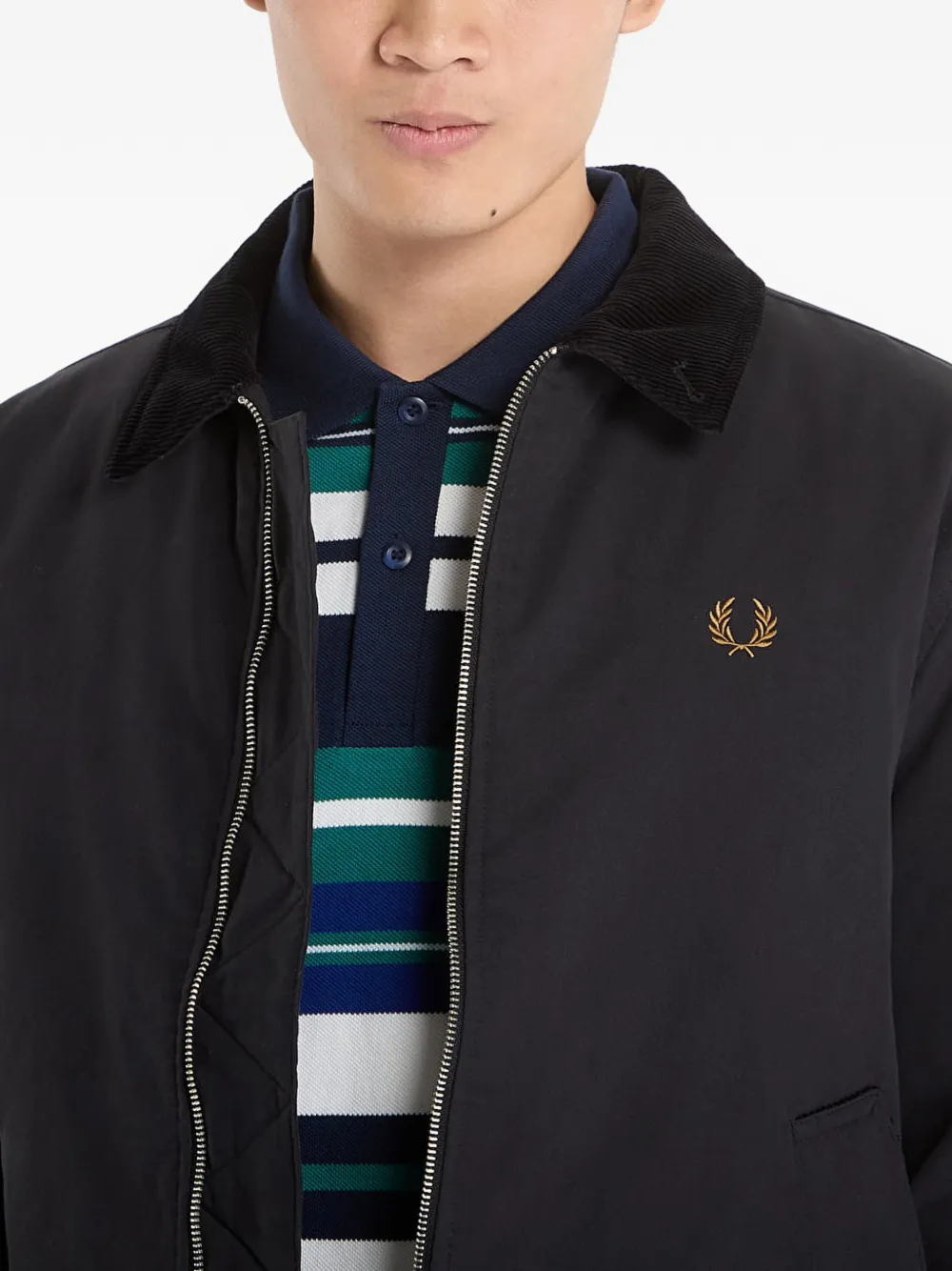 Fred Perry Caban jack met ribfluwelen kraag Zwart