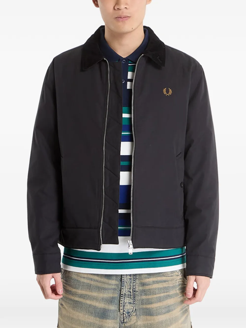 Fred Perry Caban corduroy-collar bomber jacket - Nero