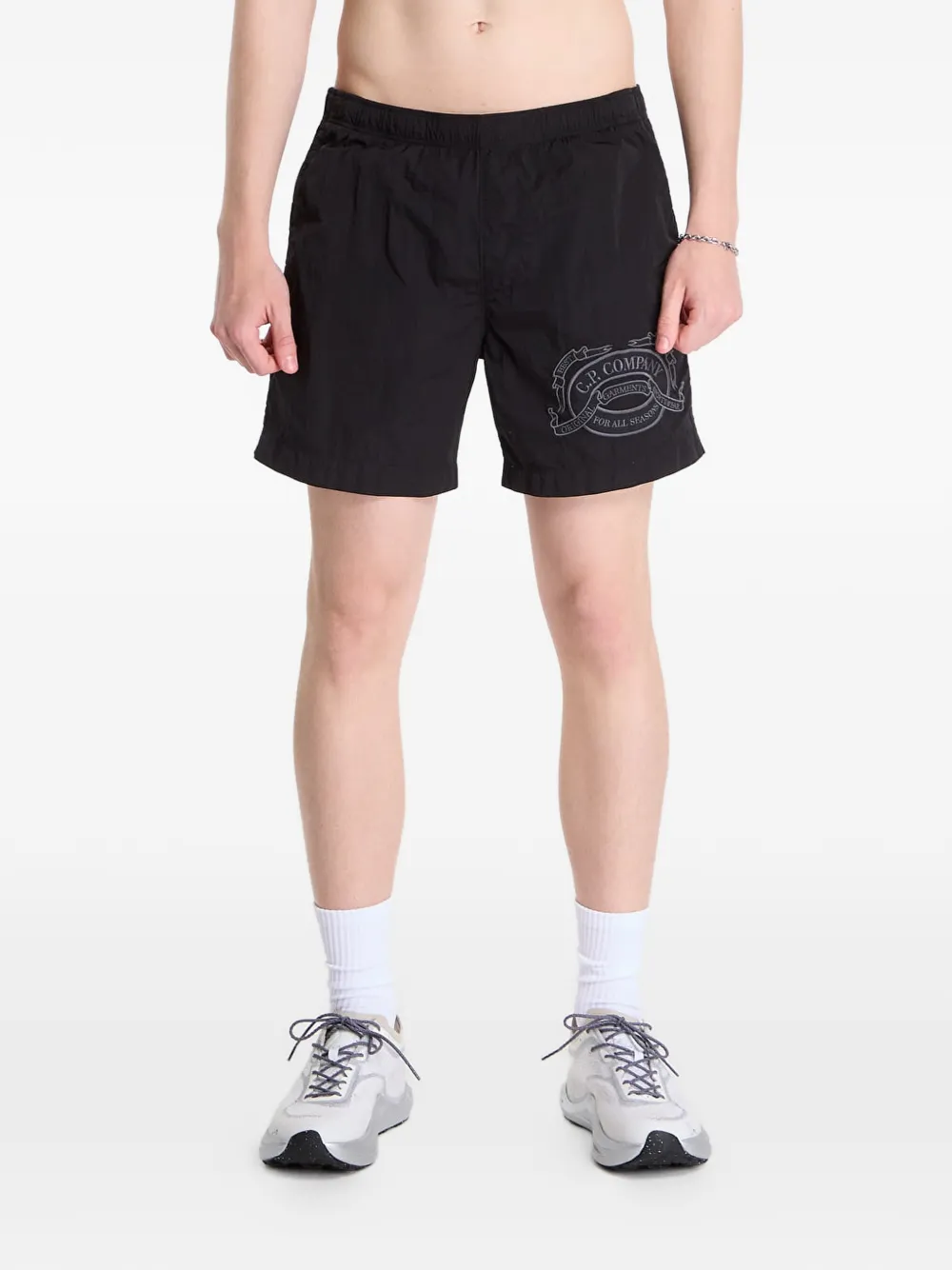 C.P. Company Eco-Chrome R graphic-embroidered swim shorts - Nero