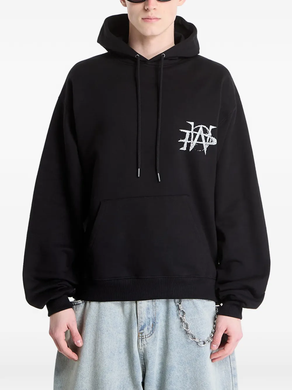 WASTED logo-print graphic-print hoodie - Nero