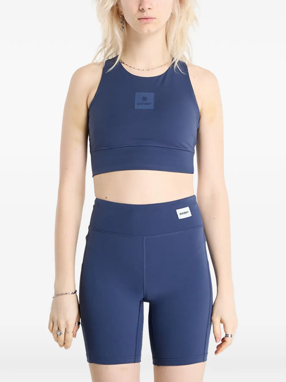 SAYSKY Motion logo-patch sports bra - Blau