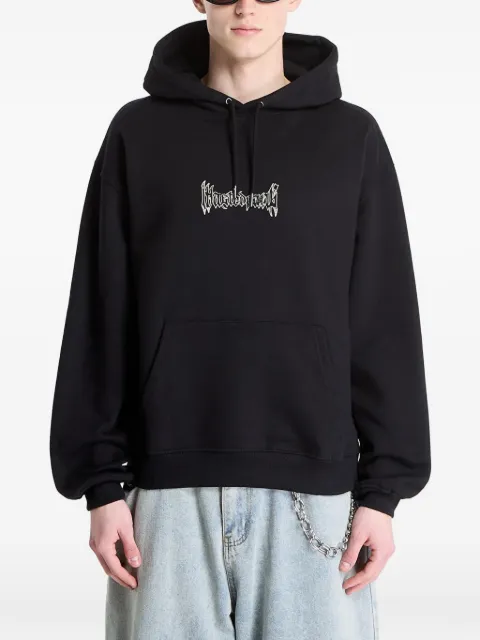 WASTED snake-print logo-embroidered hoodie