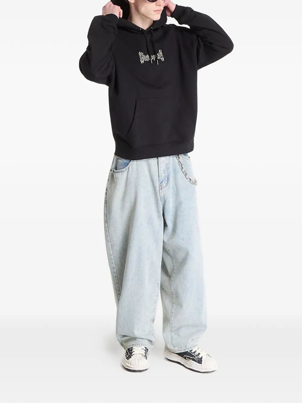 WASTED Hoodie met geborduurd logo en slangenprint Zwart