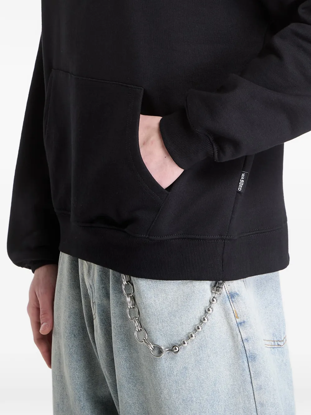 WASTED Hoodie met geborduurd logo en slangenprint Zwart