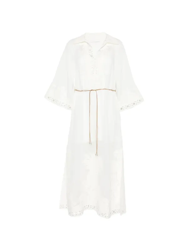 zimmermann lace dress white Raie Flower Mini Ivory while tonal embroidered trims and partial side splits lend textural nuance – elevated by the removable chain belt that punctuates the waist with artisanal glamour. Zimmermann, Alchemy lace-trimmed cotton poplin