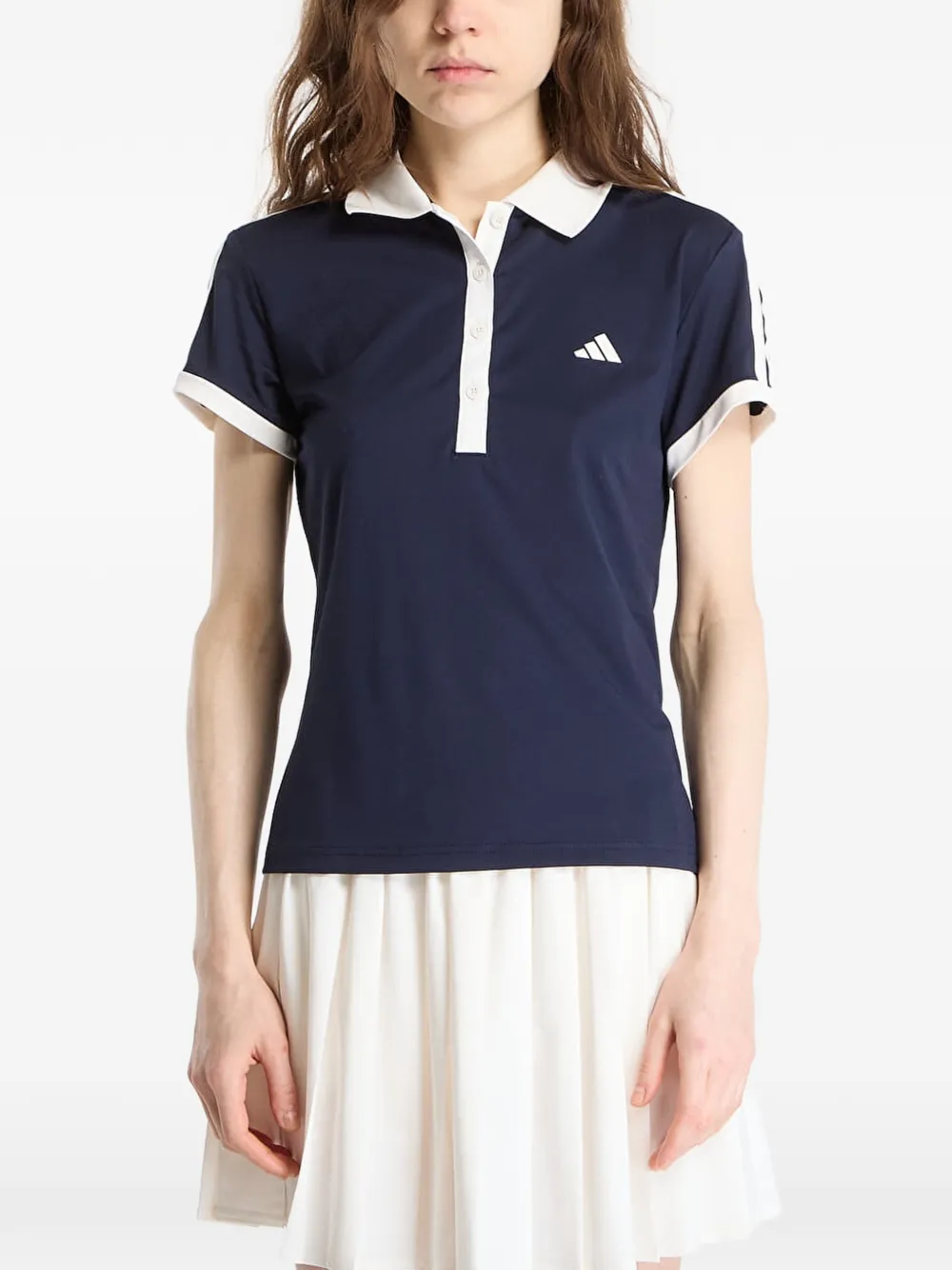 adidas Three-Stripe contrast-collar polo shirt - Blu