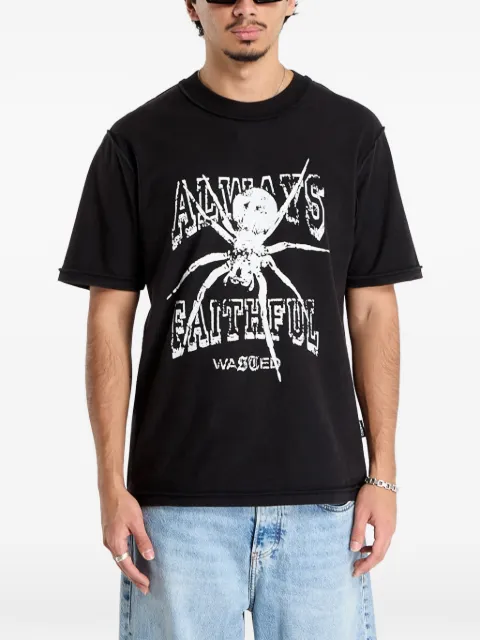 WASTED graphic-print reverse-seam T-shirt