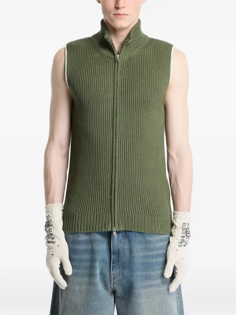 MM6 Maison Margiela chaleco tejido de canalé con cierre