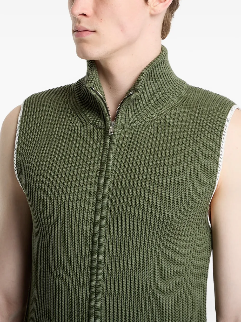 MM6 Maison Margiela Ribgebreide bodywarmer met rits Groen