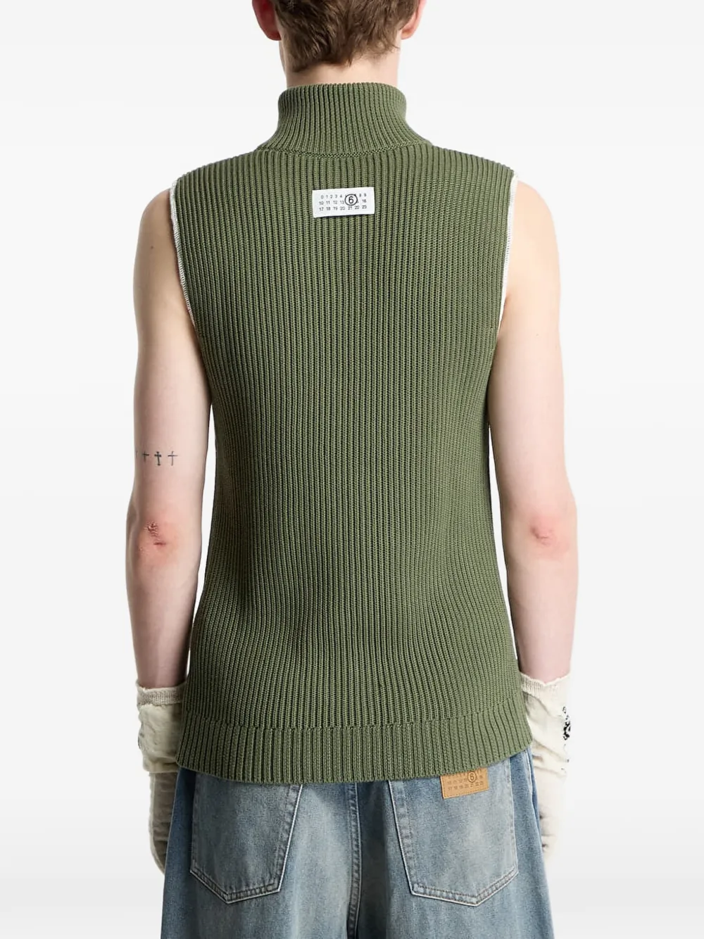 MM6 Maison Margiela Ribgebreide bodywarmer met rits Groen
