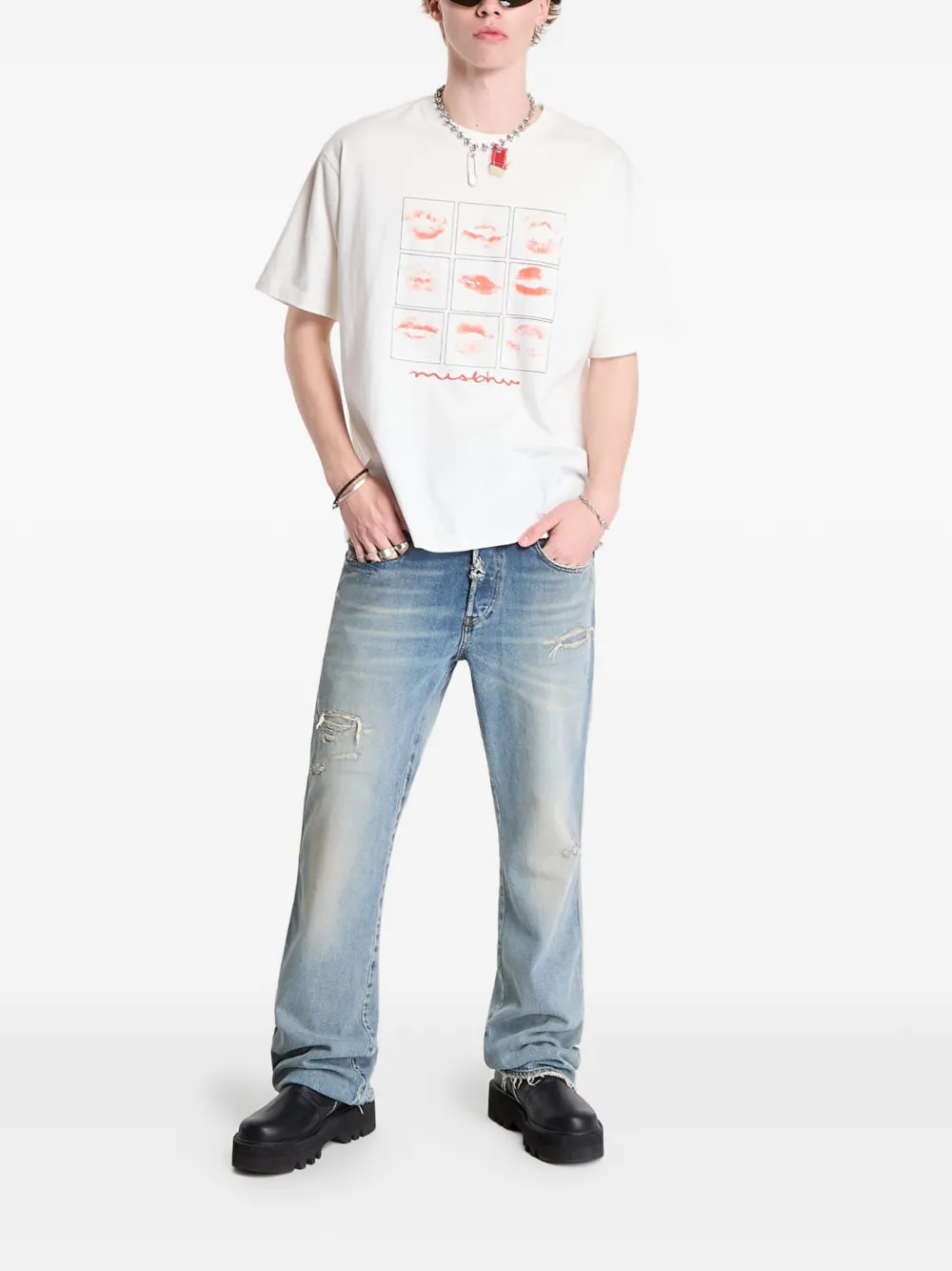 MISBHV Kiss Xoxo T-shirt met ronde hals Wit