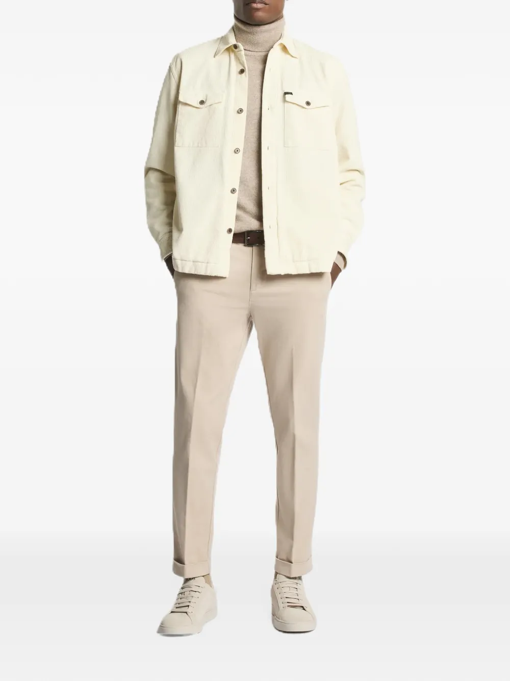 Fay Ribfluwelen overhemd Beige
