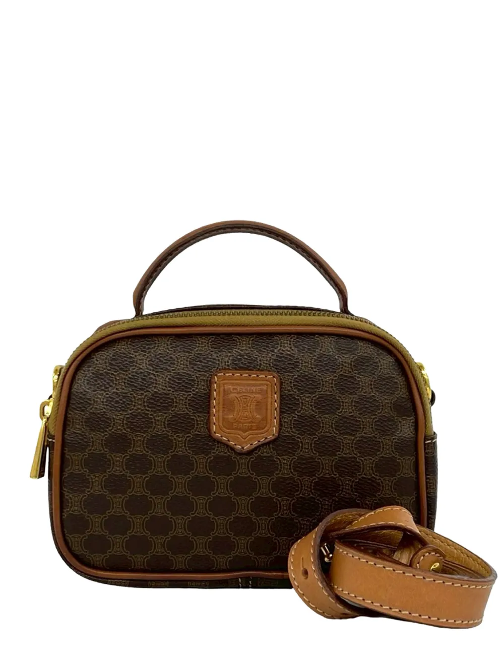 Celine Pre-Owned 1995 Macadam Coated Canvas satchel - Brown