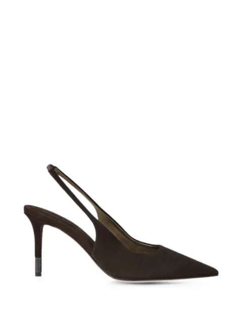 Brunello Cucinelli zapatillas de gamuza con tira trasera y detalle Monili