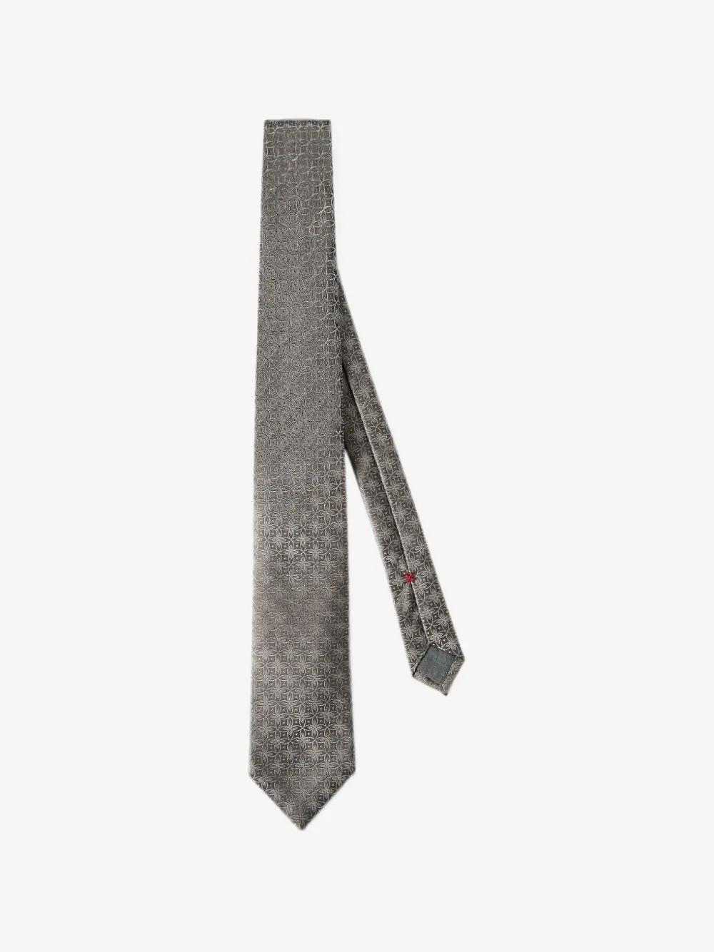 Brunello Cucinelli ジオメトリックフローラルパターン シルクネクタイ | グレー | Image 1