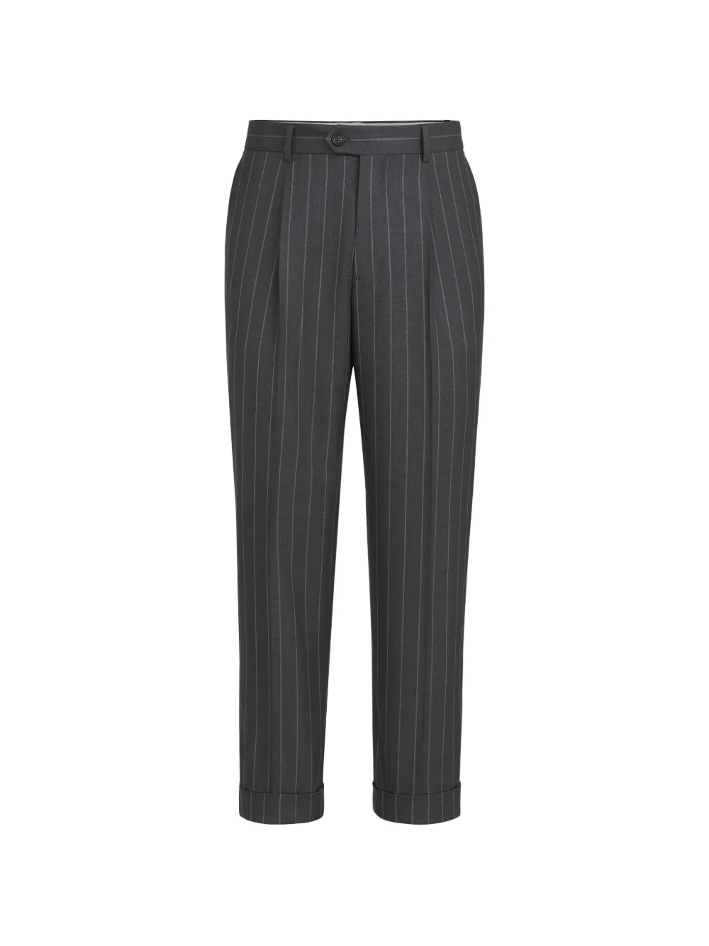 Brunello Cucinelli Super 150s Schurwollhose mit breitem Streifen - Grau