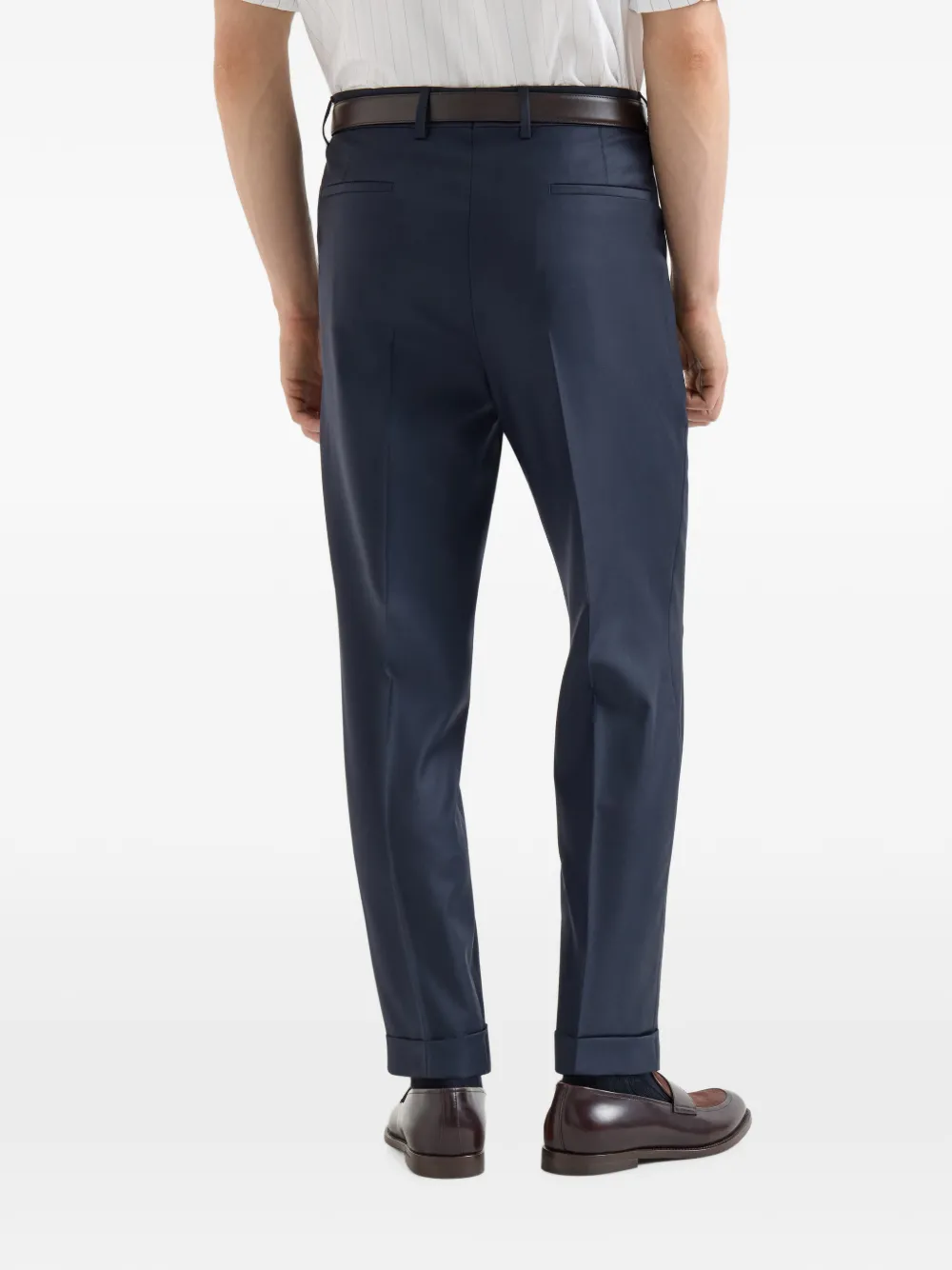 Brunello Cucinelli Super 150s plooibroek van scheerwol Blauw
