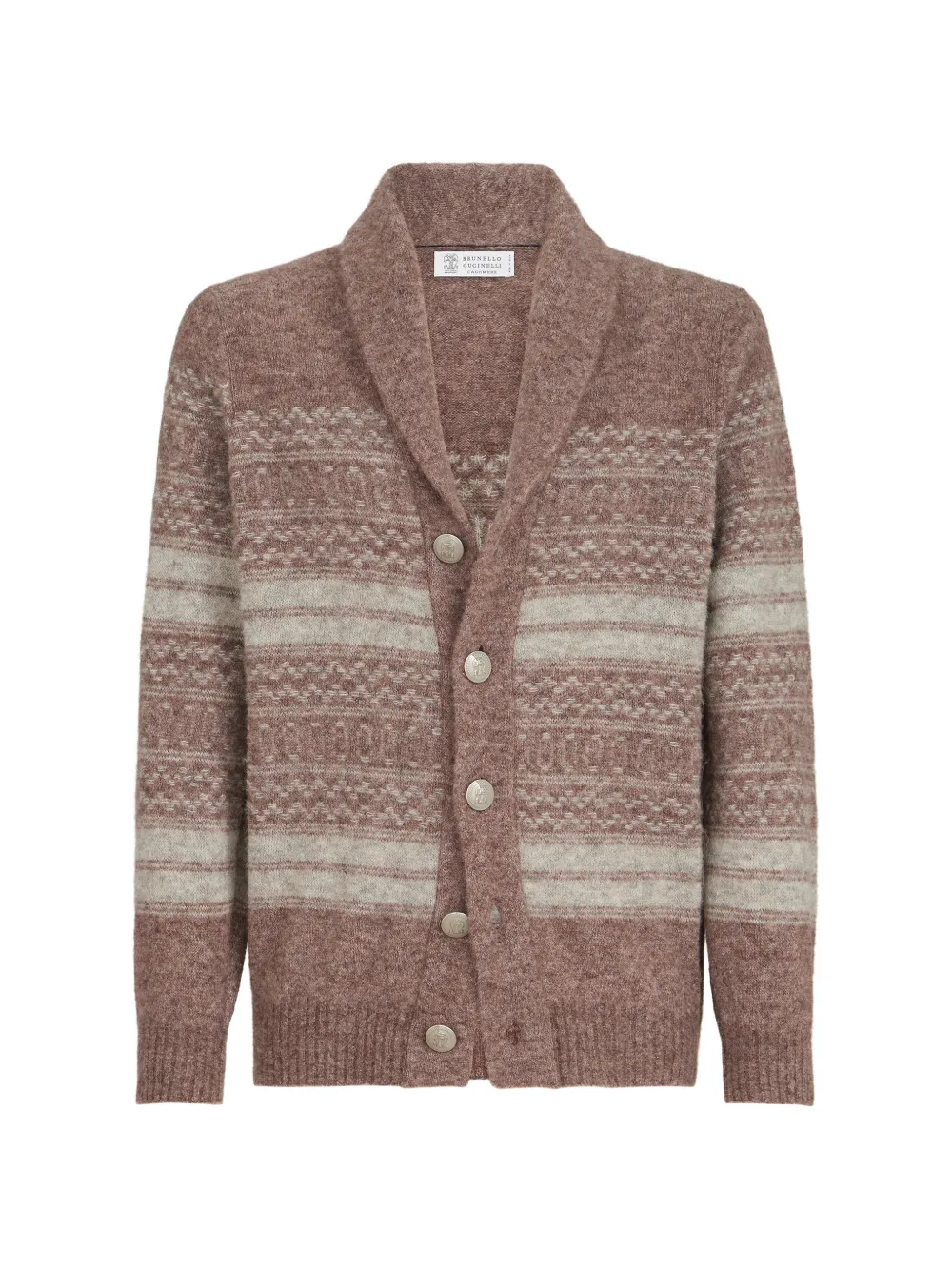 Brunello Cucinelli alpaca, cashmere and wool nordic-jacquard cardigan - Marrone